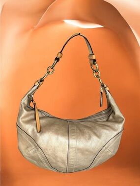 Coach Hobo Shoulder Bag Metallic Gold Leather